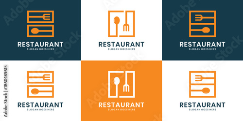 Restaurant logo design with fork and spoon icon