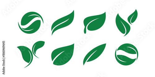 Green leaf eco logo icon for organic branding