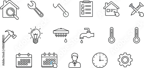 Collection of home maintenance and repair icons