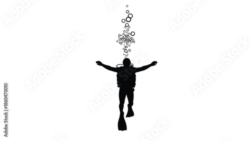 Scuba diver underwater with bubbles vector