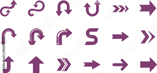 A collection of colorful arrows and pointers in various directions 