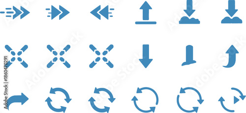 A collection of 20 different colorful arrow icons