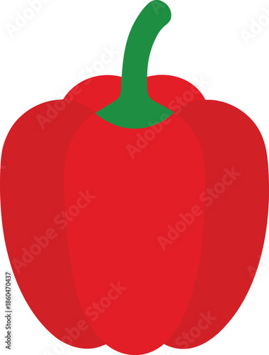 Red Bell Pepper With Stem Isolated On Transparent Background