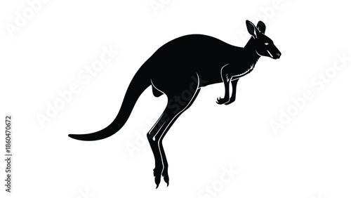 Kangaroo jumping silhouette vector illustration
