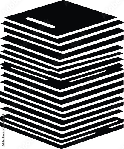 A simple black and white illustration of a stacked rectangular object