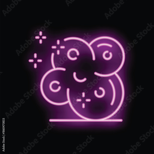 Neon copyright symbol glowing on black background is a vector illustration perfect for legal content