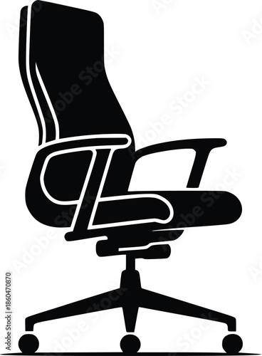 A sleek black office chair with a high back and five star base