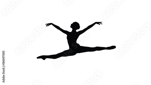 Ballerina dancer leaping in mid air silhouette vector