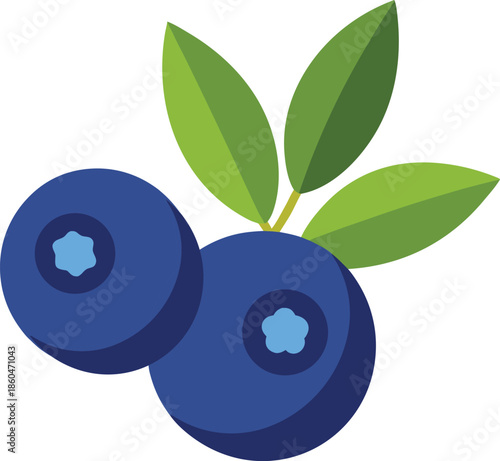 Ripe Blueberry Pair With Natural Bloom On Transparent Background