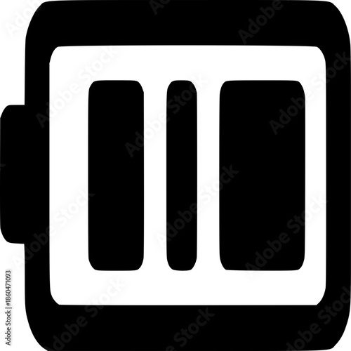 Power Bar Icon: A simple yet impactful icon representing a partially charged battery, signifying energy levels and capacity, against a stark backdrop.