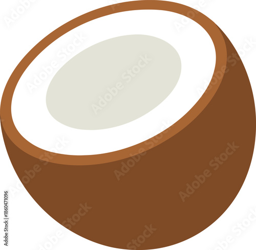 Ripe Coconut Half Isolated On Transparent Background