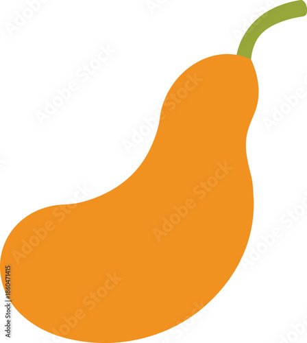 Ripe Gourd With Curved Neck On Transparent Background