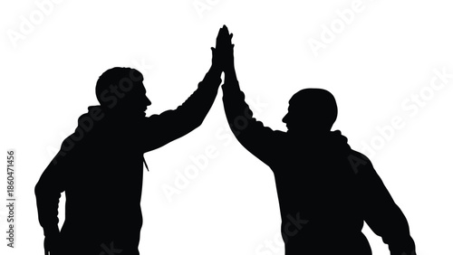 High Five Success Celebration Silhouette Vector Illustration
