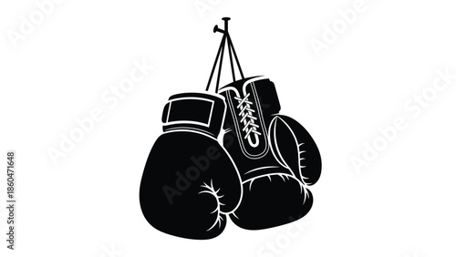 Boxing gloves silhouette hanging on a nail vector illustration