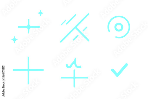 Luminous Tile Icons. Solid style icons of ceramic tiles with luminous accents: glowing tiles, reflective patterns, pulse