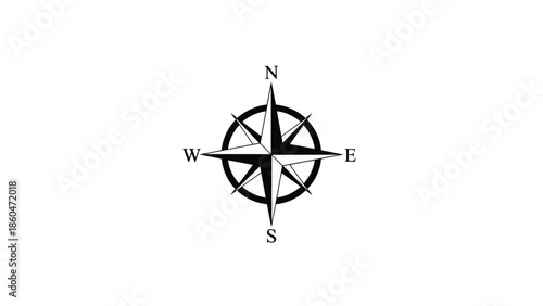Compass Rose Navigation Wind Rose Silhouette Vector