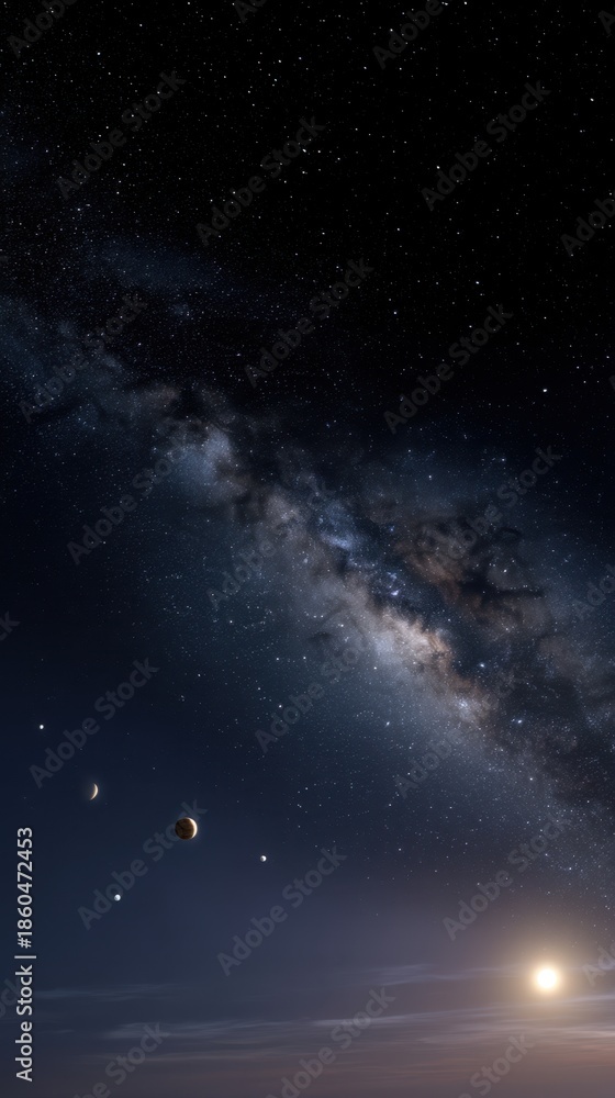 Fototapeta premium Stunning Cosmic View of the Milky Way Stretching Across the Night Sky