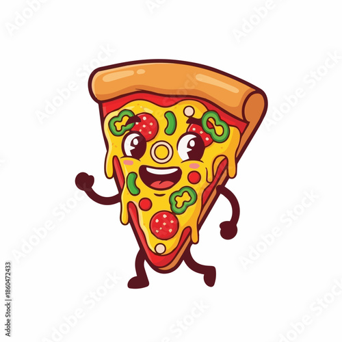 National Pizza Day design template concept. Retro cartoon fast food posters and cards. Social media templates stories posts.