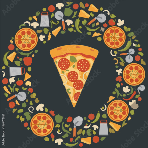 National Pizza Day design template concept. Retro cartoon fast food posters and cards. Social media templates stories posts.