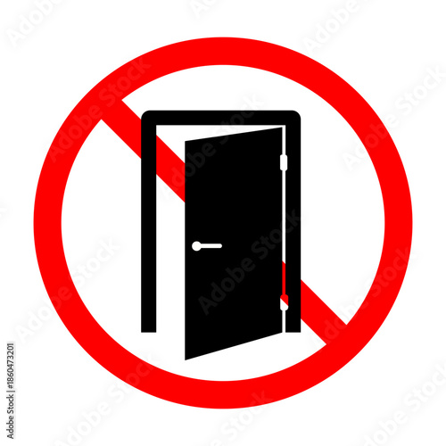 No Entry Sign: A stark, symbolic image of a no-entry sign, featuring a doorway emphatically crossed out by a bold red circle, signifying restriction.