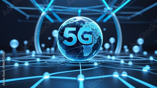 Abstract Blue 5G Network Connectivity Background
