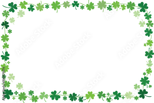 St patricks day green shamrock clover frame border design.