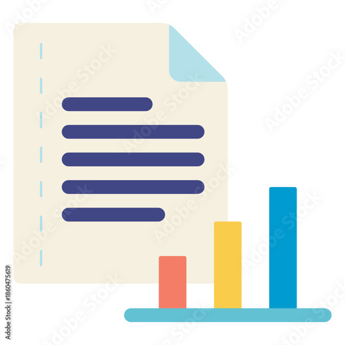 document with statistical bar graph flat icon