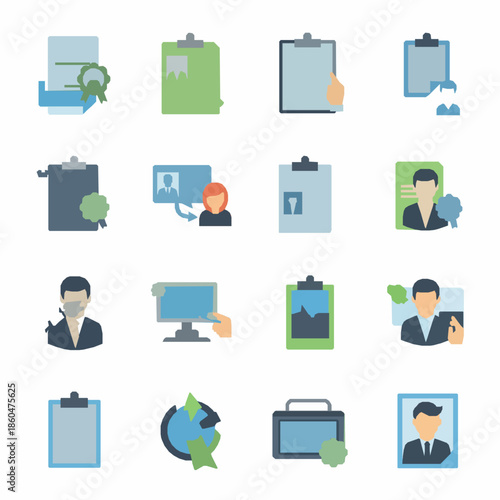 HR Recruitment Flat Icons Set Hiring and Talent Vector