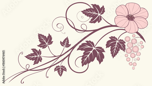 Vetor de padrão floral abstrato com flores e borboleta em estilo vintage para projeto de decoração de primavera ou convite de casamento com arte de natureza rosa