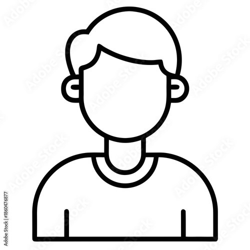 Simple line drawing of a person's head and shoulders