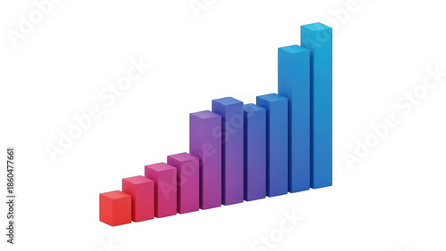 Colorful bar chart icon isolated on transparent background