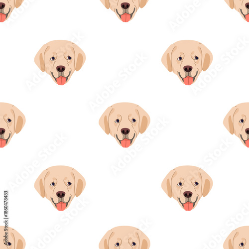 Labrador dog heads, seamless pattern, repeating print. Endless canine animal ...