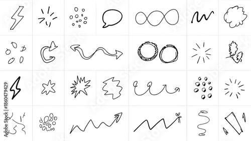 Hand drawn dynamic graphic design elements for creative projects