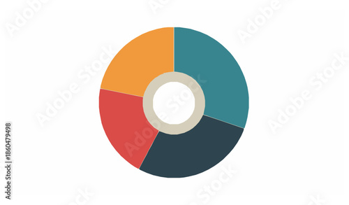 Donut percentage pie chart vector for financial data visualization template