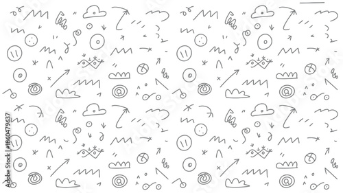 Hand drawn doodle icons and symbols pattern background