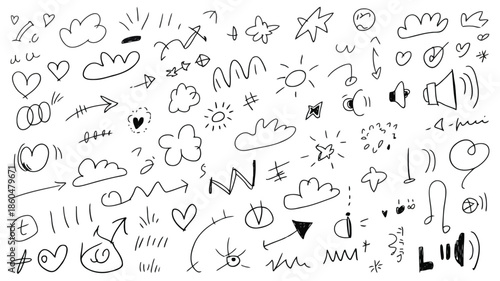 Hand drawn doodle icons for creative design projects