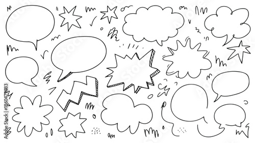 Cartoon comic speech bubbles and explosion effects