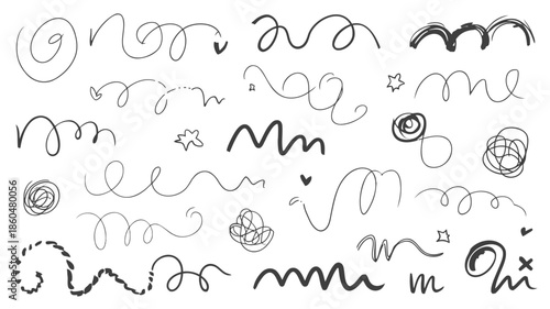 Hand drawn swirling lines and shapes for creative design