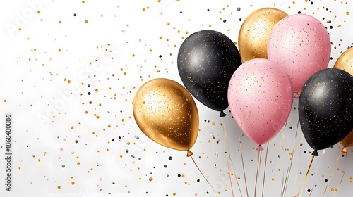 Wallpaper Mural Modern Party Decoration with Confetti and Balloons.  Torontodigital.ca