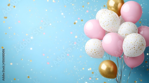 Festive Balloon Bouquet on Blue Backdrop