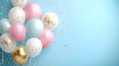 Festive Balloon Bouquet on Blue Backdrop