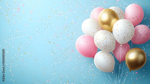 Joyful Celebration Scene with Elegant Balloons. 