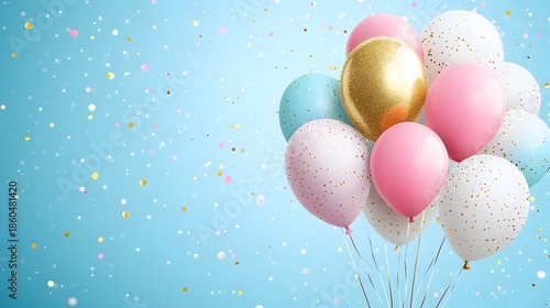 Modern Festive Background with Balloon Bouquet