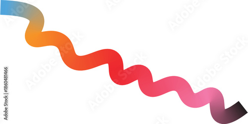 Multicolor gradient wavy line illustration on white background