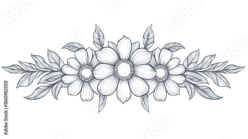 Elegant Winter Foliage Divider with Frosty Leaves & Snowflakes