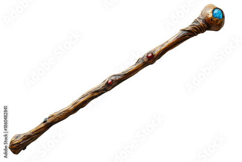 Minimalistic wooden stick pointer on clean white surface isolated on transparent background