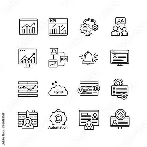 Modern SaaS dashboard outline icons vector for cloud platforms