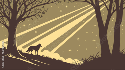 vector illustration of an autumn landscape with trees