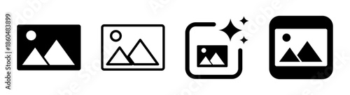 Photos icon for mobile apps black transparent PNG vector illustration