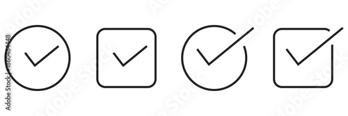 Check Mark Icon Set in Black and Green PNG Illustration